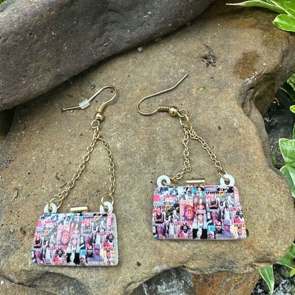 Vintage Retro 90’s Hip Hop Legends Dangle Purse Earrings, Music - Picture 4 of 6